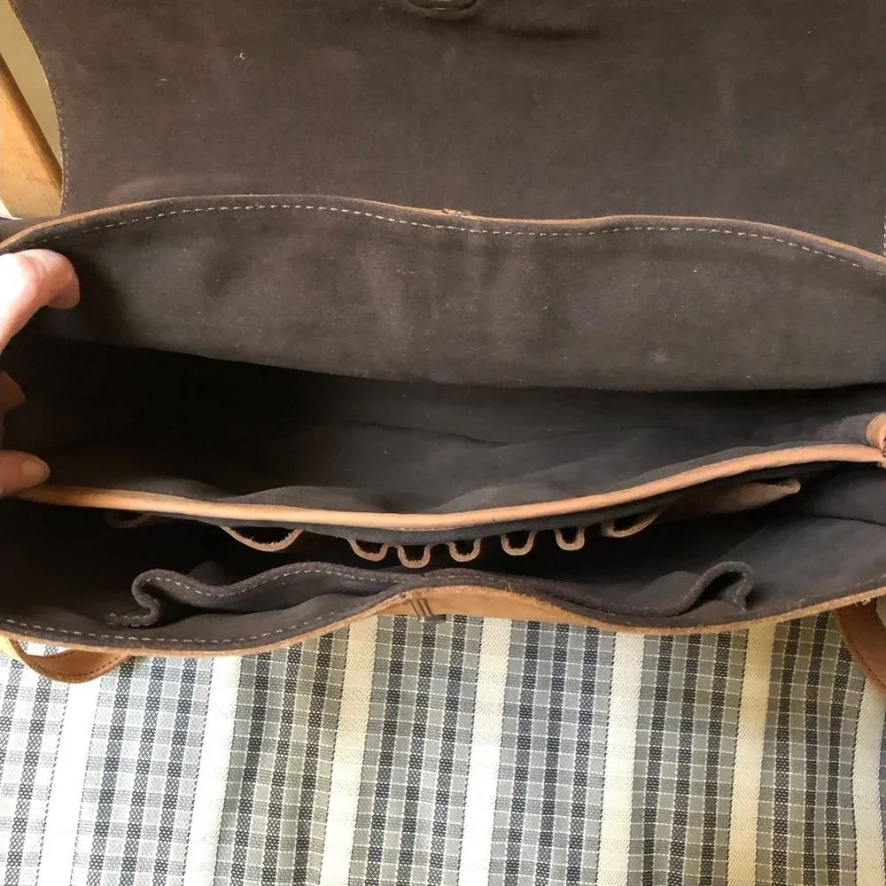 BUFFALO JACKSON TRADING CO. Denver Leather Messenger Laptop Bag Brown - Picture 9 of 14